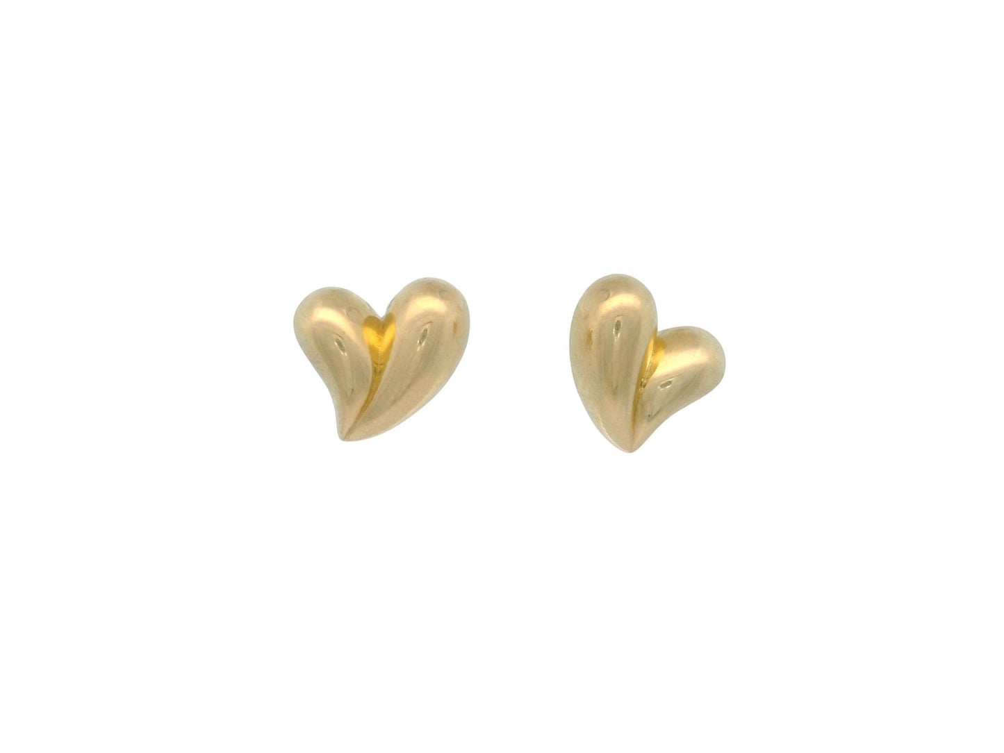 Cercei Antonia Gold în formă de inimă din aur galben, cu design minimalist și finisaj lucios, sistem tip șurub.