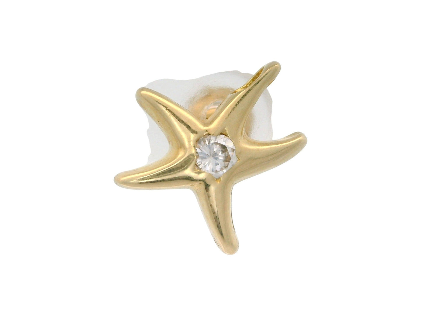 Cercei tip stud Antonia Gold în formă de stea de mare din aur galben cu un diamant central sclipitor