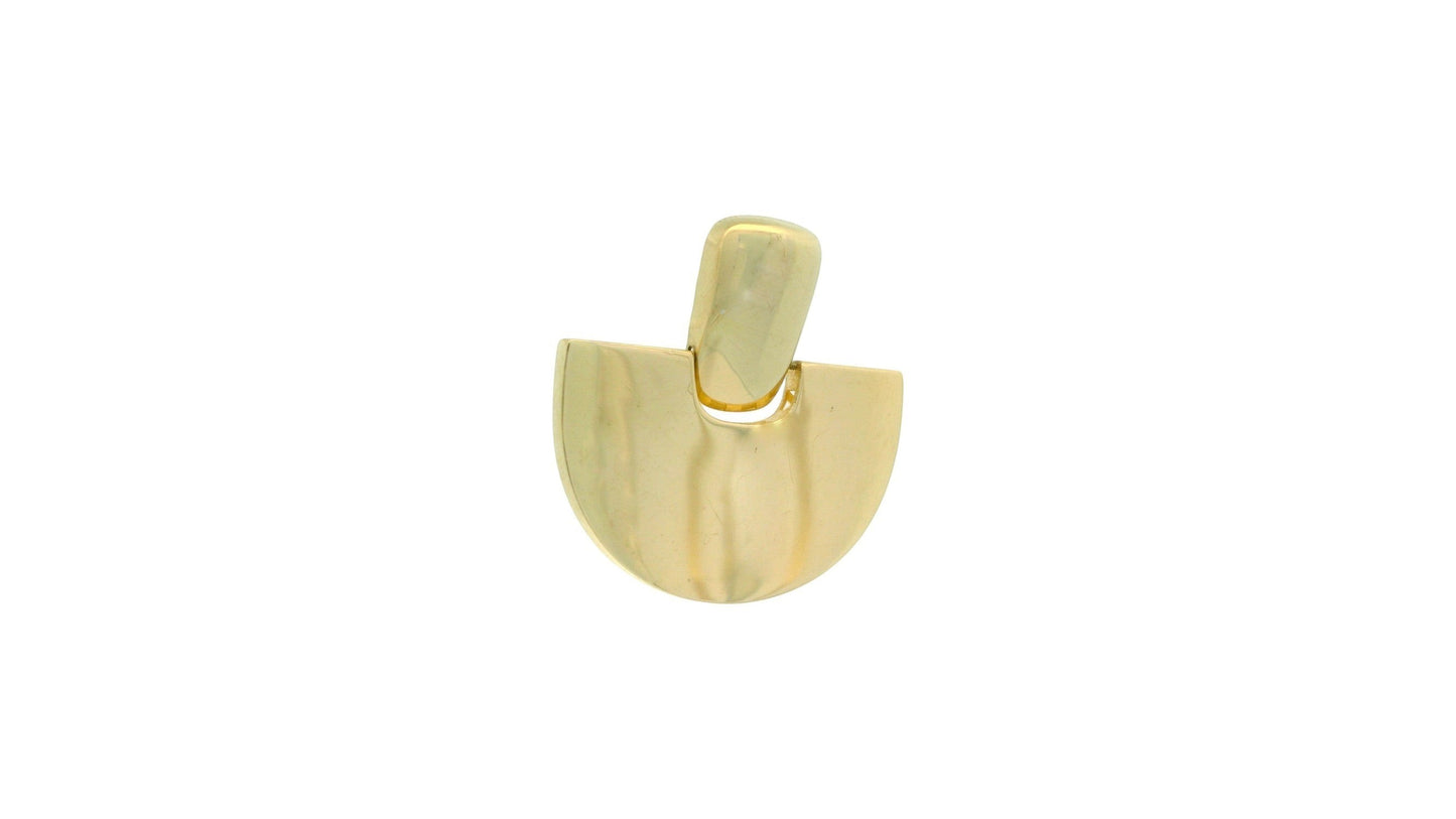 Antonia Gold geometric half moon stud earrings in polished gold-tone metal with a modern architectural design.