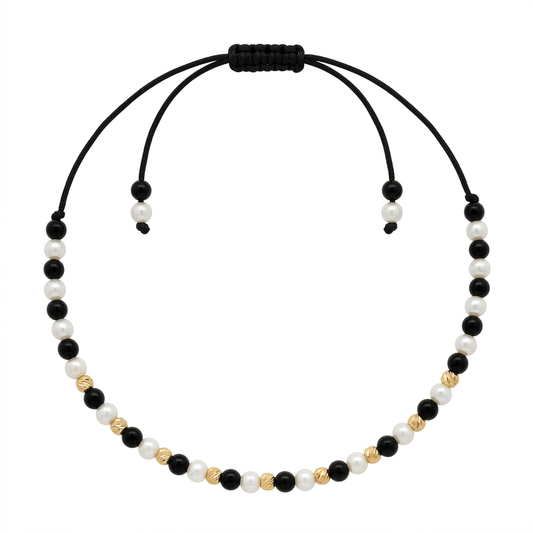 Bratara Aur 14K Snur Perle si Onix