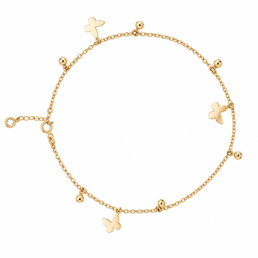 Brățară  aur 14K de picior Butterfly Dance