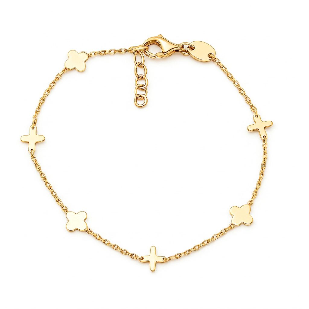 Bratara Aur 14K dama Cross and Trif