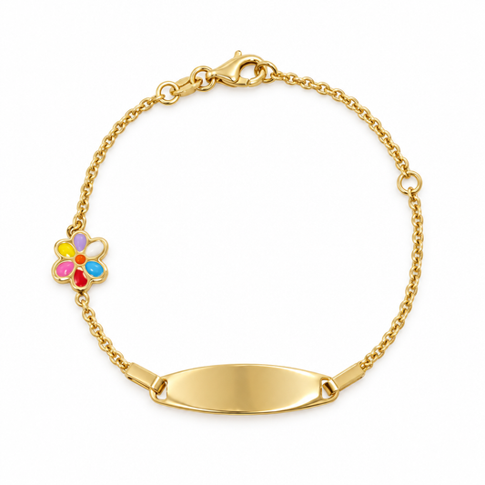 Brățară Aur 14K copii cu floare multicoloră
