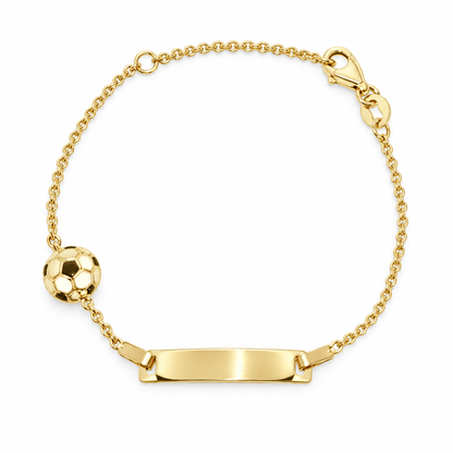 Brățară Aur 14K copii cu minge de fotbal și plăcuță
