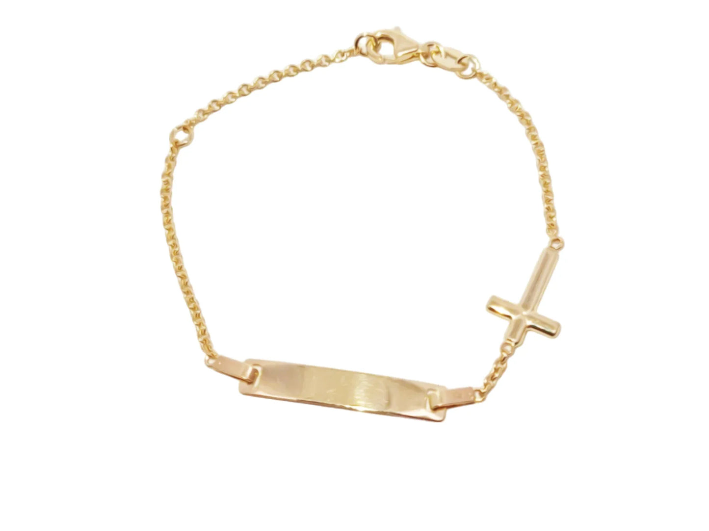 Bratara copii "Cruciulita simpla" cu placuta - Antonia Gold
