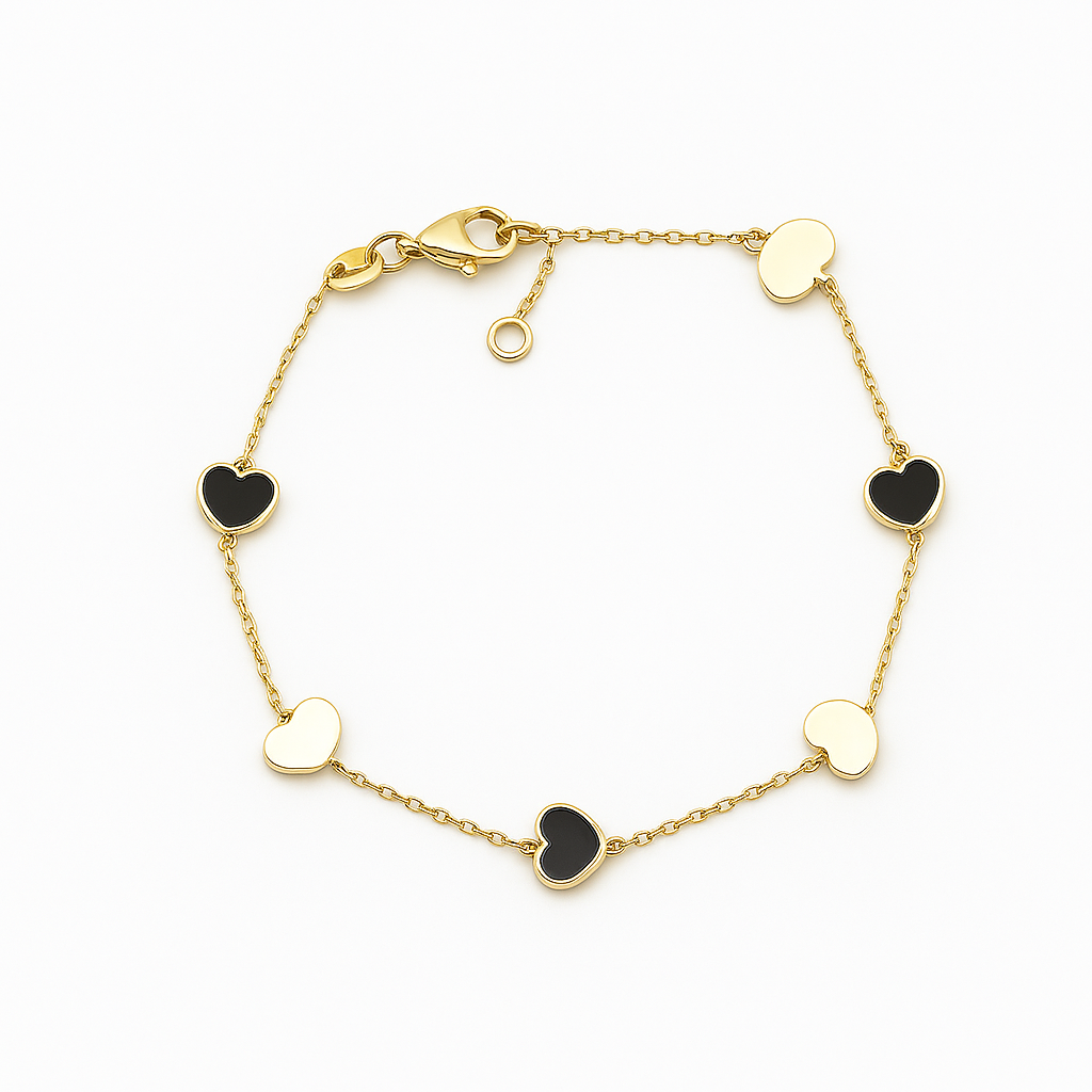 Bratara din Aur cu Inimi Alternante – Design Delicat și Elegant