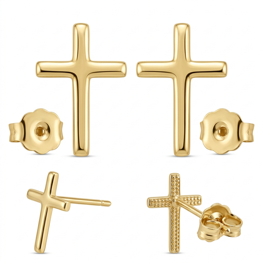 Cercei Aur 14K surub dama Cruce Div