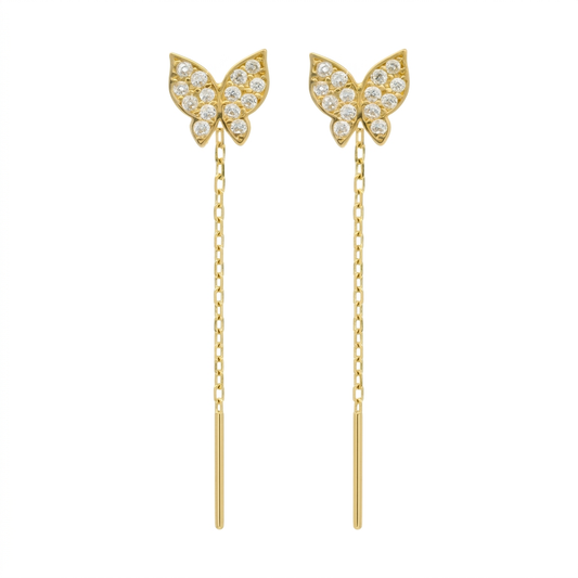 Cercei Aur 14K lantisor Butterfly Stones