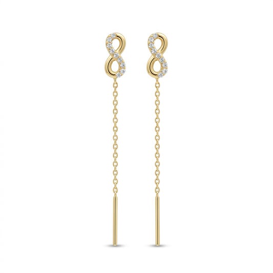 Cercei Aur 14K lantisor Infinit Half Stones
