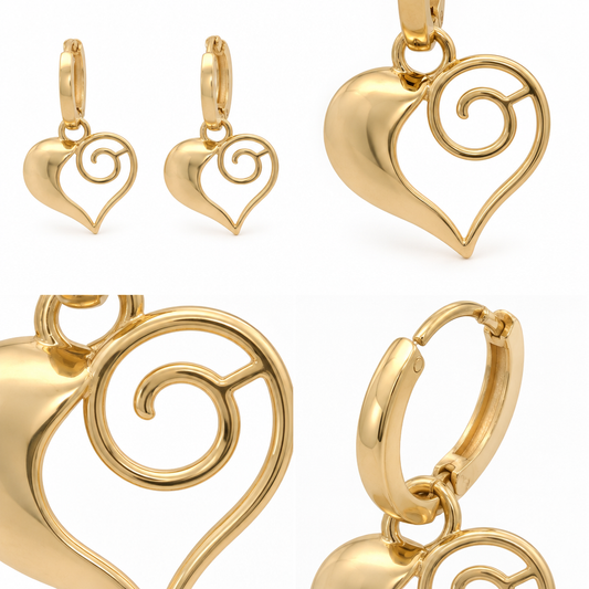 Cercei Aur 14 K dama inima