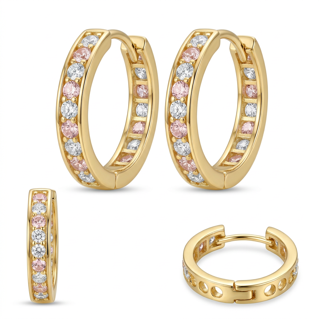 Cercei Aur 14K copii Creole  Whit Rose Bigi