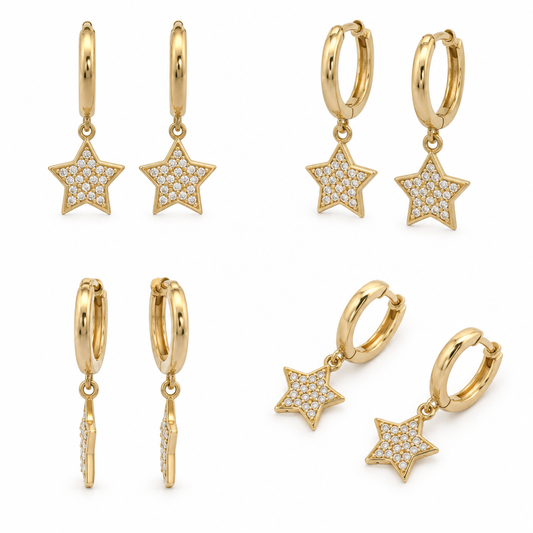 Cercei Aur 14 K dama stil Stea