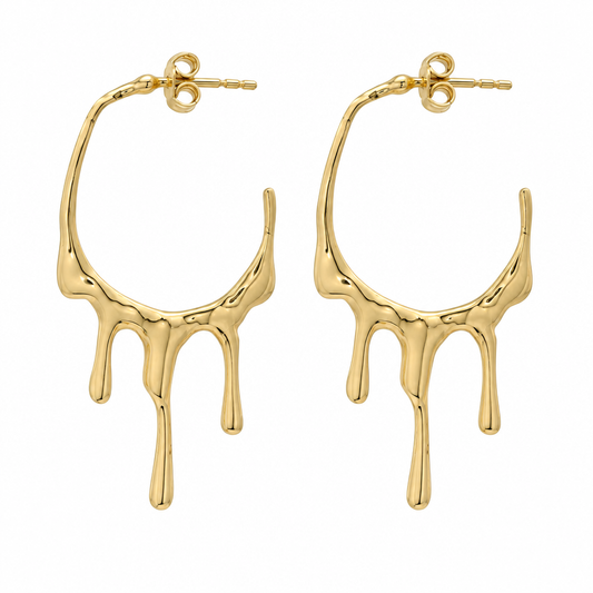 Cercei Aur 14 K dama creole stil fluid