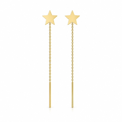 Cercei Aur 14 K cu lantisor Star Harm
