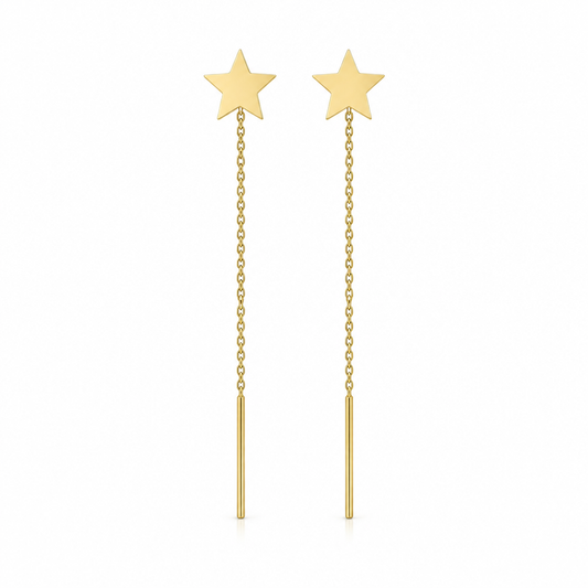 Cercei Aur 14 K cu lantisor Star Harm