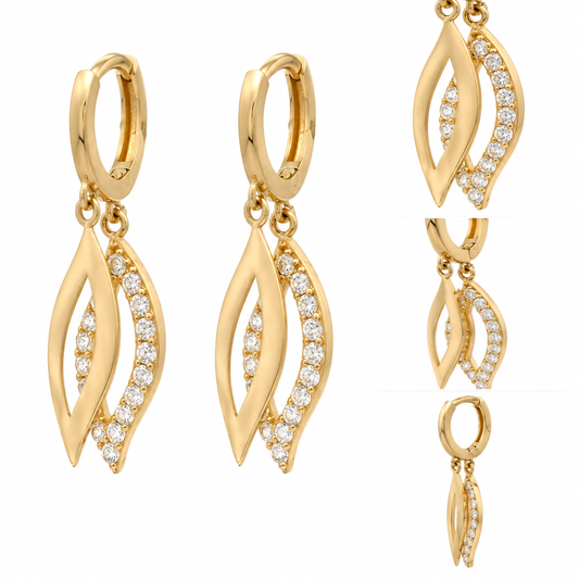 Cercei aur 14 K dama Pandantive Frunza