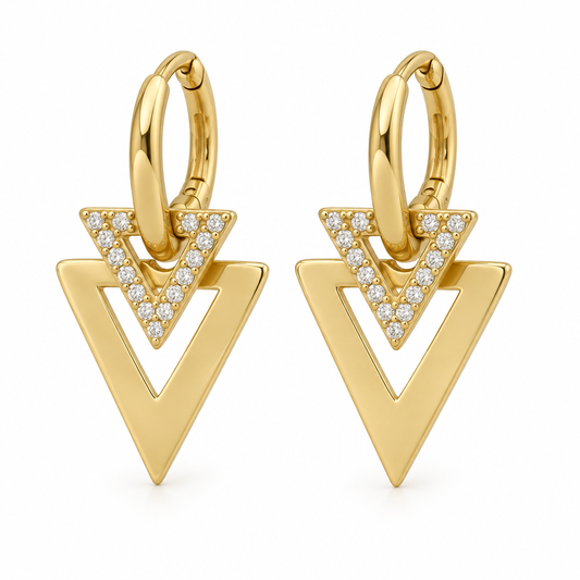 Cercei Aur 14 K dama Triangles