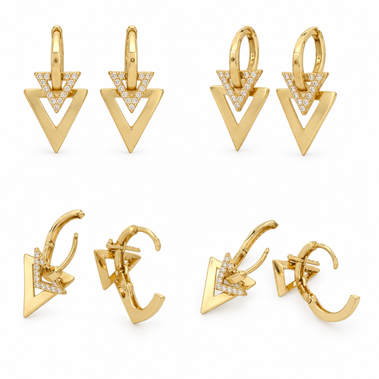 Cercei Aur 14 K dama Triangles