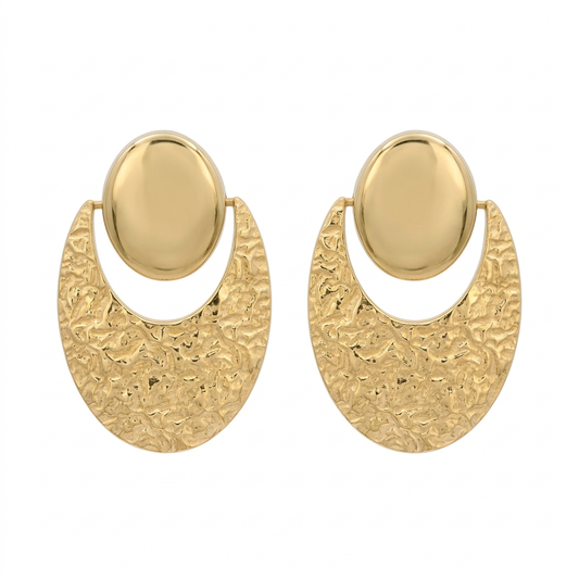 Cercei Aur 14 K dama dual texturat