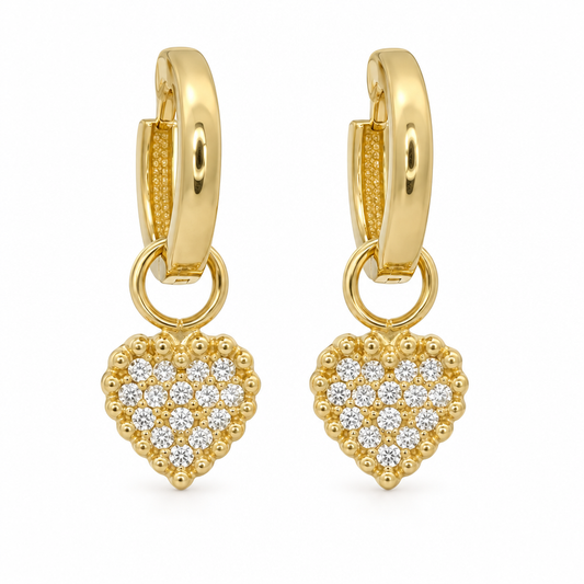 Cercei Aur 14 K dama Inima cu zirconia