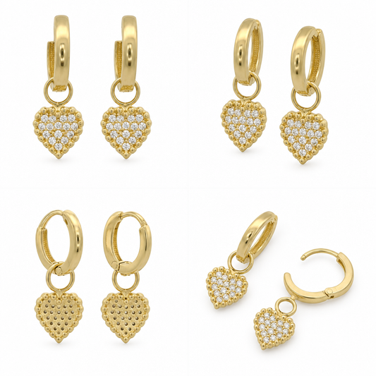 Cercei Aur 14 K dama Inima cu zirconia