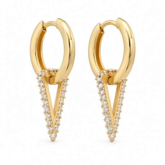 Cercei Aur 14K dama Triangle Stones