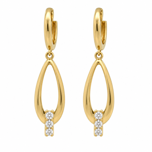 Cercei Aur 14 K dama lacrima zirconia