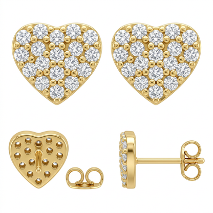 Cercei Aur 14K surub dama Inima Pure