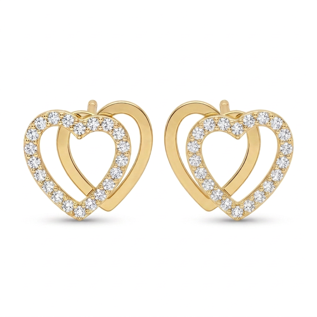 Cercei Aur 14K surub dama Inima Forever