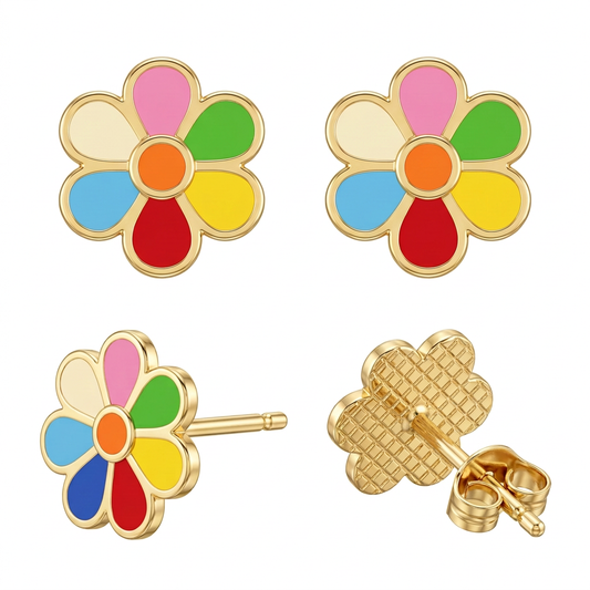 Cercei Aur 14K surub copii Floare