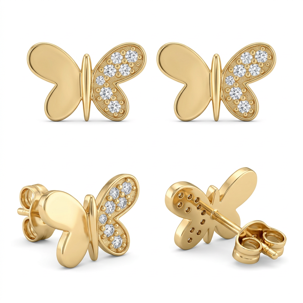 Cercei Aur 14K surub dama Libelula Mare / Mica