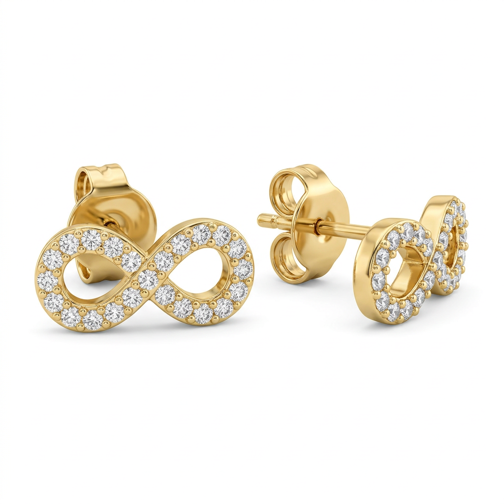 Cercei Aur 14K surub dama Infinit Curbat