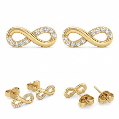 Cercei Aur 14K surub dama Infinit Halfy Little