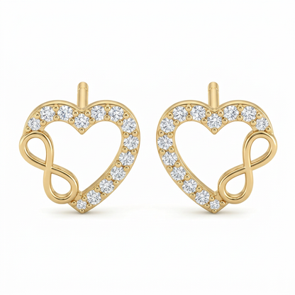 Cercei Aur 14K surub dama Inima Infinity