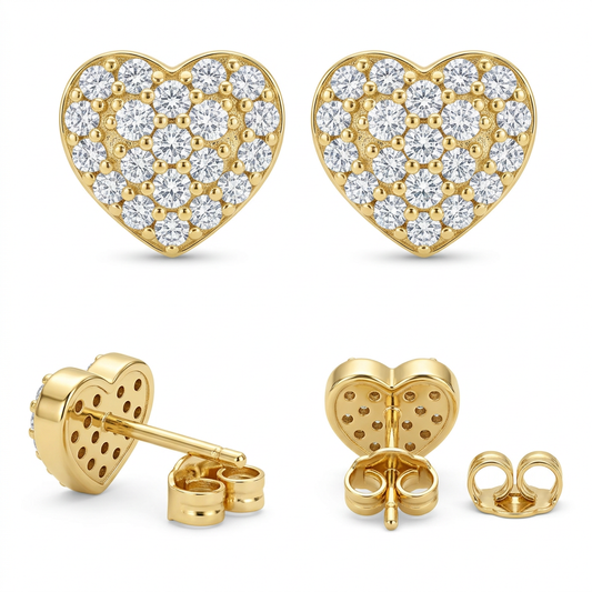 Cercei Aur 14K surub dama Stone Heart Bigi
