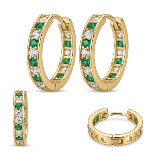 Cercei Aur 14K copii Creole Little Green Whitty