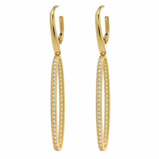 Cercei Aur 14 K dama stil lung