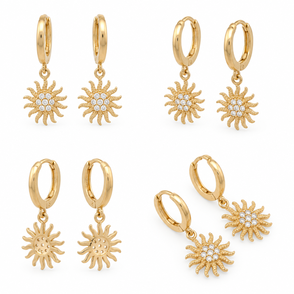 Cercei Aur 14K dama Soare