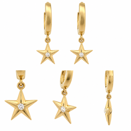 Cercei Aur 14 K dama Steluta