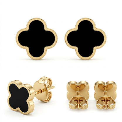 Cercei Aur 14K surub dama Black Trifoi