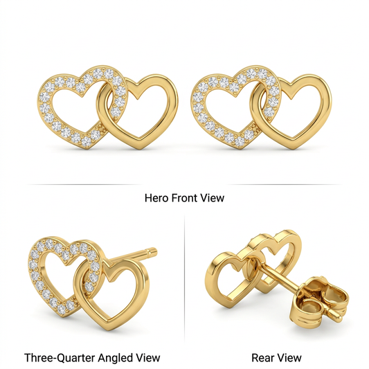 Cercei Aur 14K surub dama Cross Heart