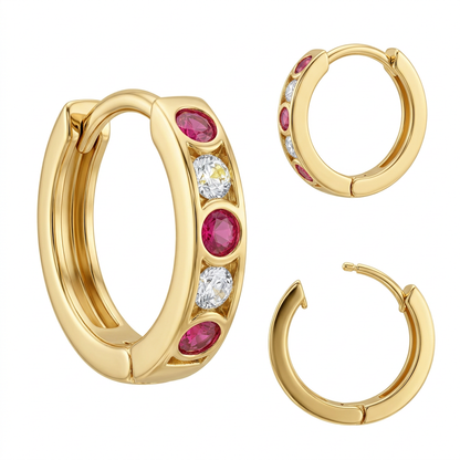 Cercei Aur 14K copii Creole Red Whity