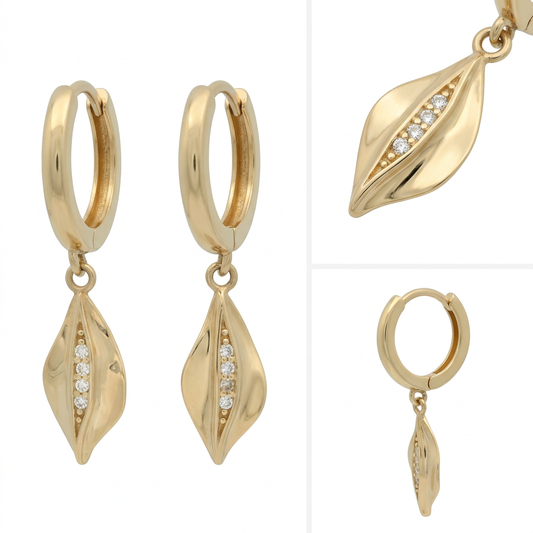 Cercei Aur 14K dama Frunzulita