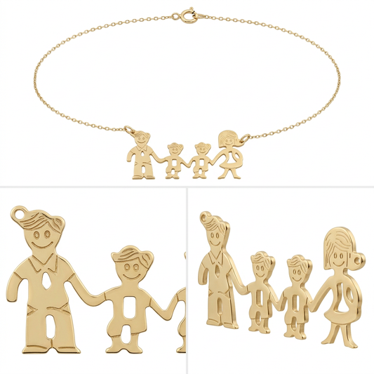 Lantisor Aur 14K Familia Tata Mama si doi Baieti