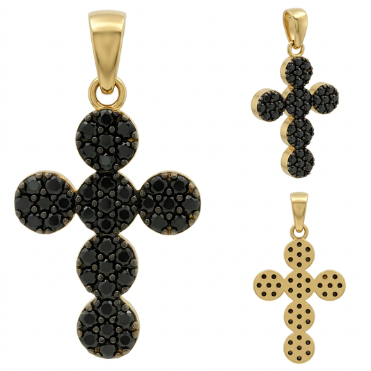 Pandantiv Aur 14K Cruciulita Black Divine