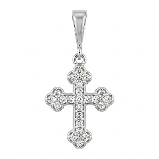 Pandantiv Aur 14K Cruciulita Glam White