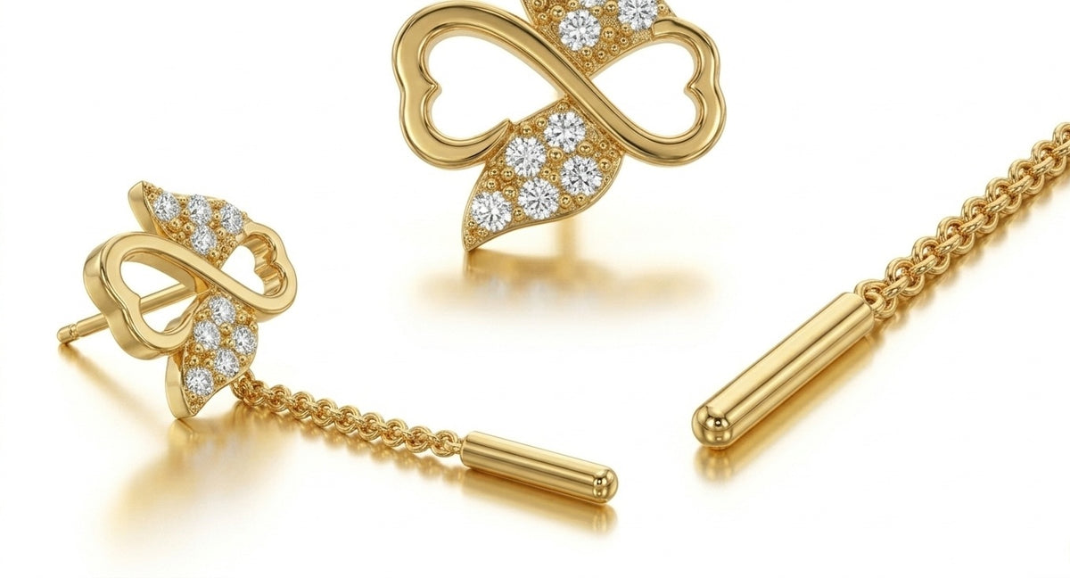 Cercei Aur 14K cu lantisor "Ingeras - Infinit"