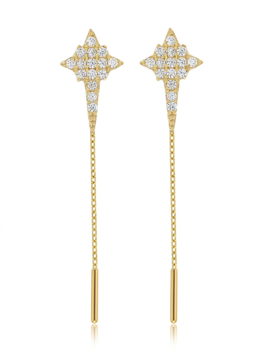 Cercei Aur 14K cu lantisor "Crucifix - pietre zirconia"