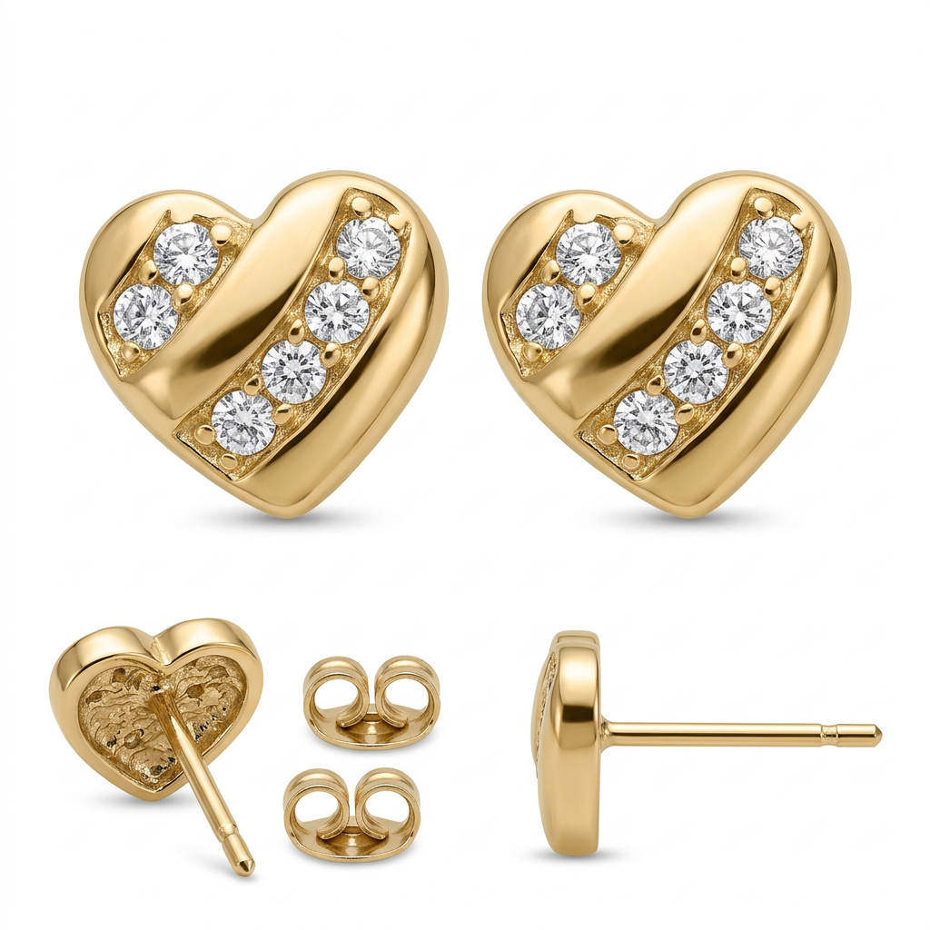 Cercei Aur 14K surub dama Inima Lovly