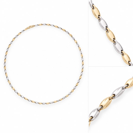 Lant Aur 14 K bicolor cu elemente alungite